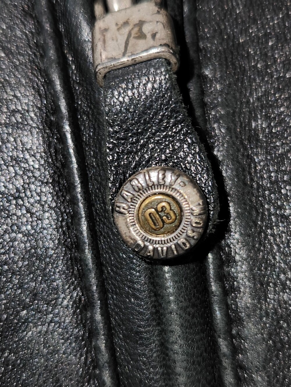 Vintage 100th Yr. Harley-Davidson Black/Grey Leather Bomber Jacket - Picture 5 of 8